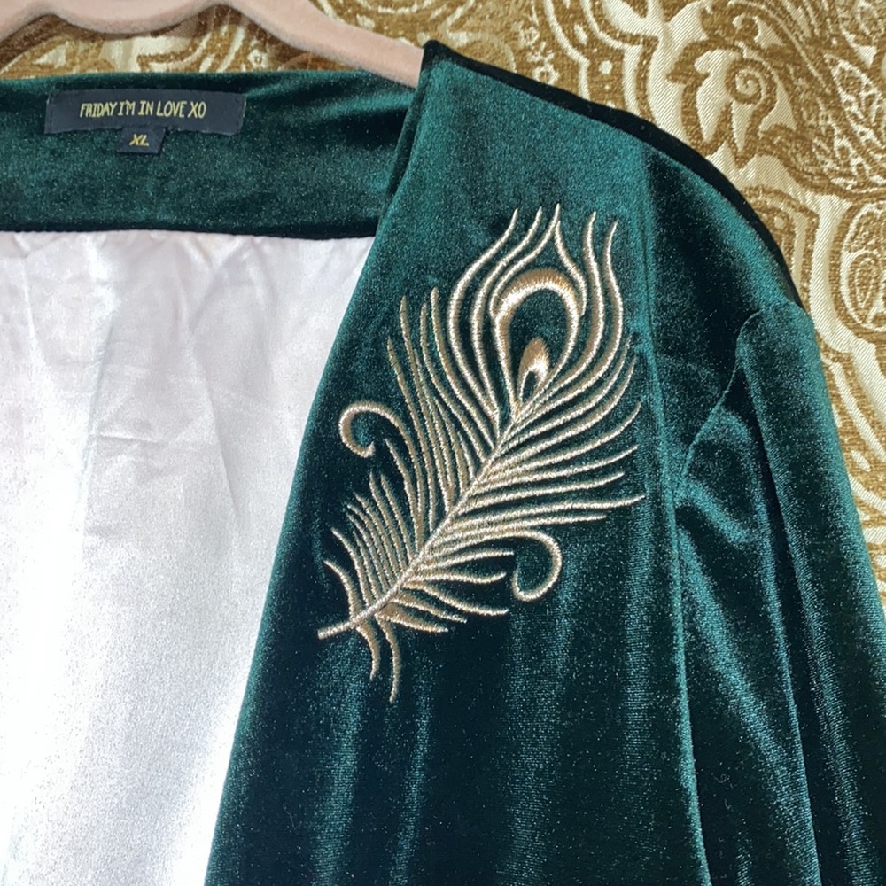 •fridayiminlove• {deep green embroidered velvet} Take Me to Breakfast Jacket - Picture 6 of 11